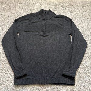Smartwool Mens Small Charcoal Gray Merino Wool Pullover Sweater 1/4 Zip